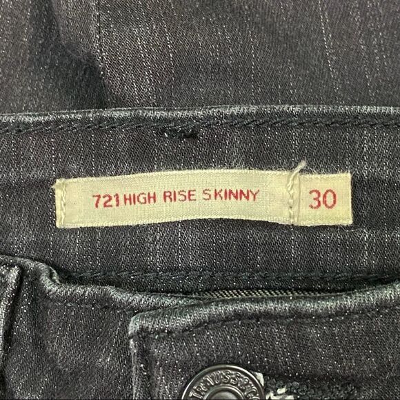 Levi’s 701 High Rise Skinny size 30 color- black sequin side stripe - Picture 7 of 11